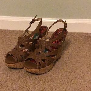 Brown wedged heels